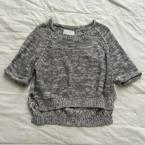 3.1 Phillip Lim grey cream marled short sleeve knit sweater top Size small